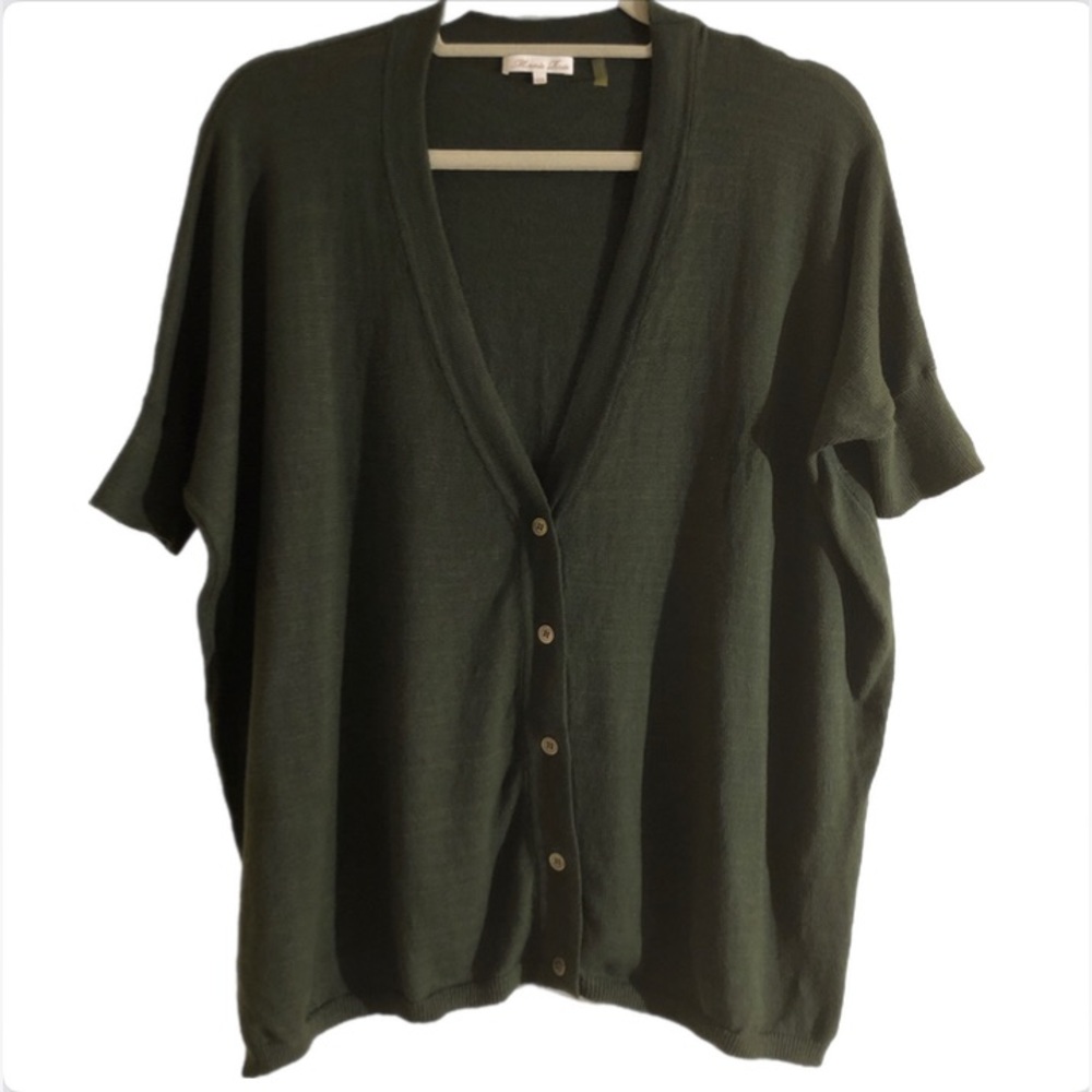 Minnie Rose Dark Green Oversize Cotton Cardigan